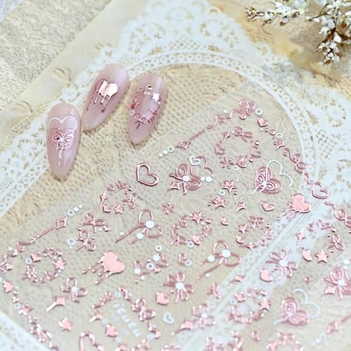 1 Sheet Hearts Nail Stickers 5D Embossed Valentine’s Day Nail Decals Style39