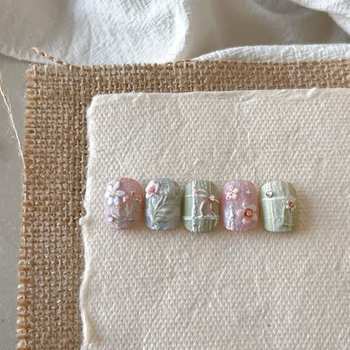 Flower Nail Stickers 5D Embossed Flower Nail Art Stickers Spring Style-27