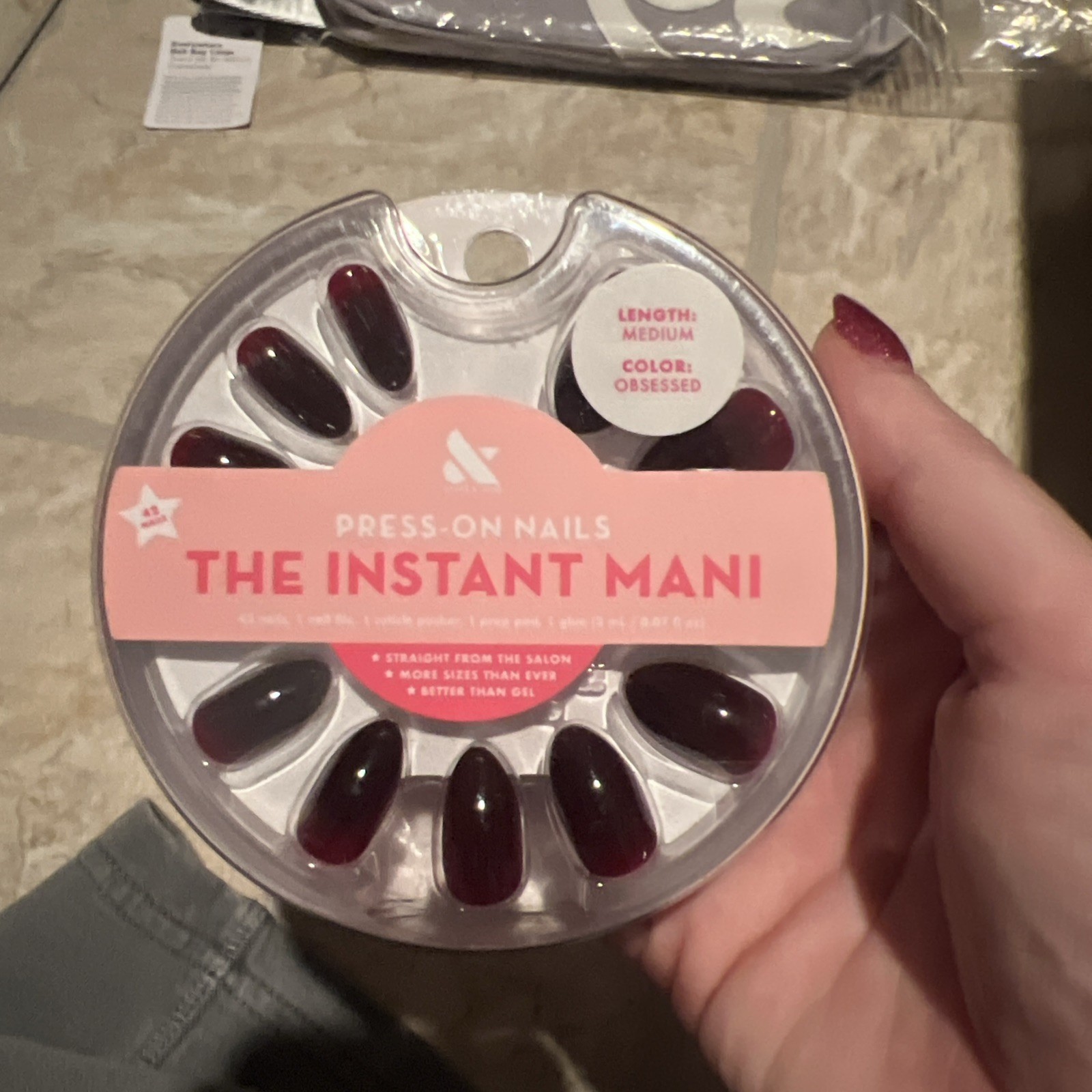 Olive and June Nails The Instant Mani Medium Obsessed Red Press-On 42ct Glue