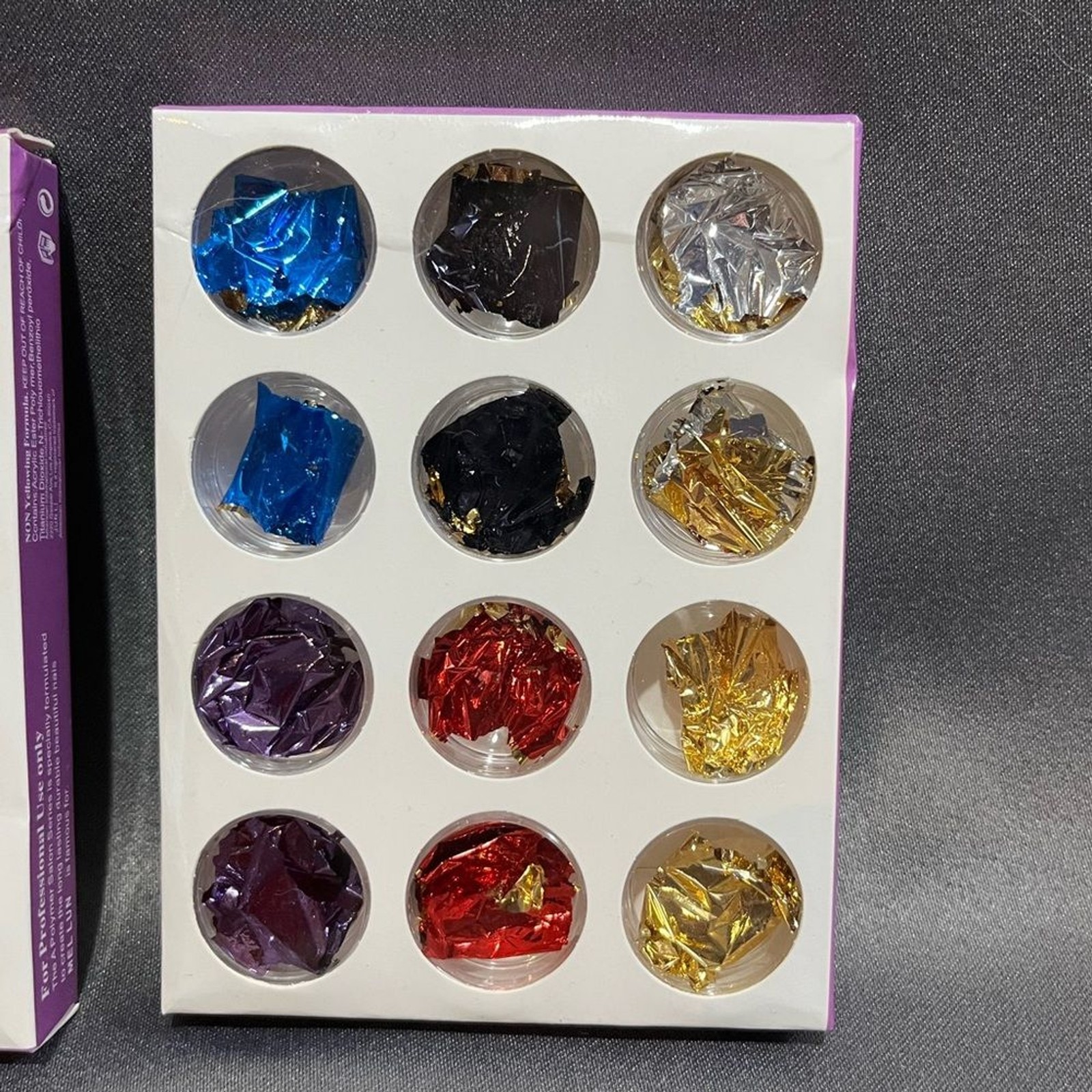 Lot of 36 – Different Colored Nail Art Foil Flakes – NWT