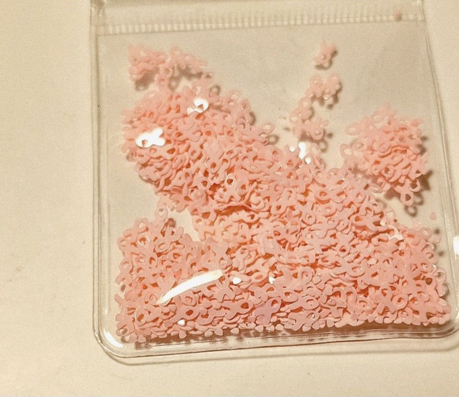 NWT NAIL ART DESIGN TINY BREAST CANCER AWARENESS PINK RIBBON SEQUINS!