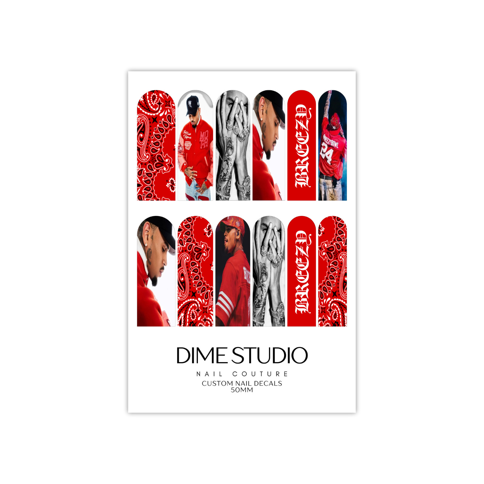 Chris Brown Nail Decals Breezy Bowl Red Bandana Water Transfer Nail Wraps
