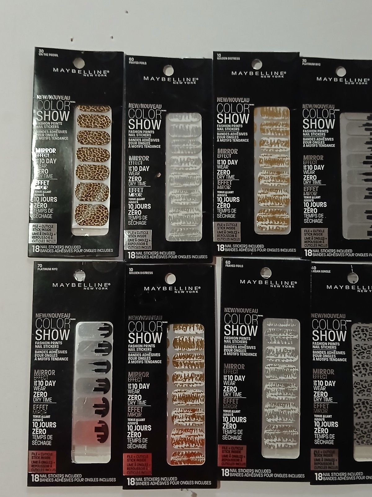 8 pcs Maybelline Color Show Nail Stickers Fashion Prints New