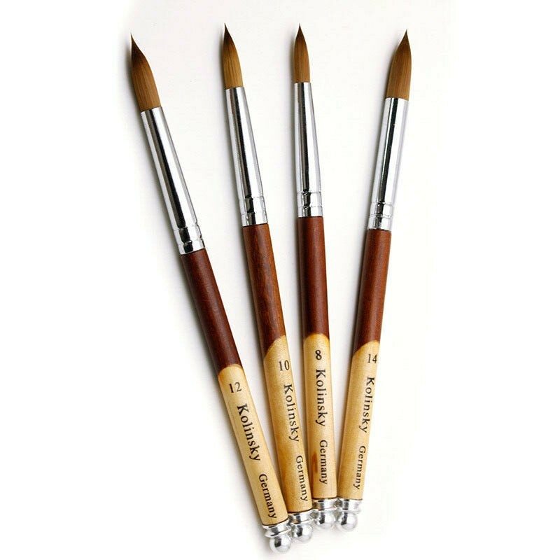 Brown/ Yellow Kolinsky Acrylic Round Acrylic/ Nail Art Brush CHOOSE SIZE Best