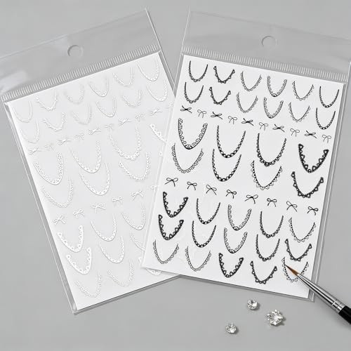 French Line Nail Art Stickers Aesthetic Lace Lines French Tip Nail Stickers