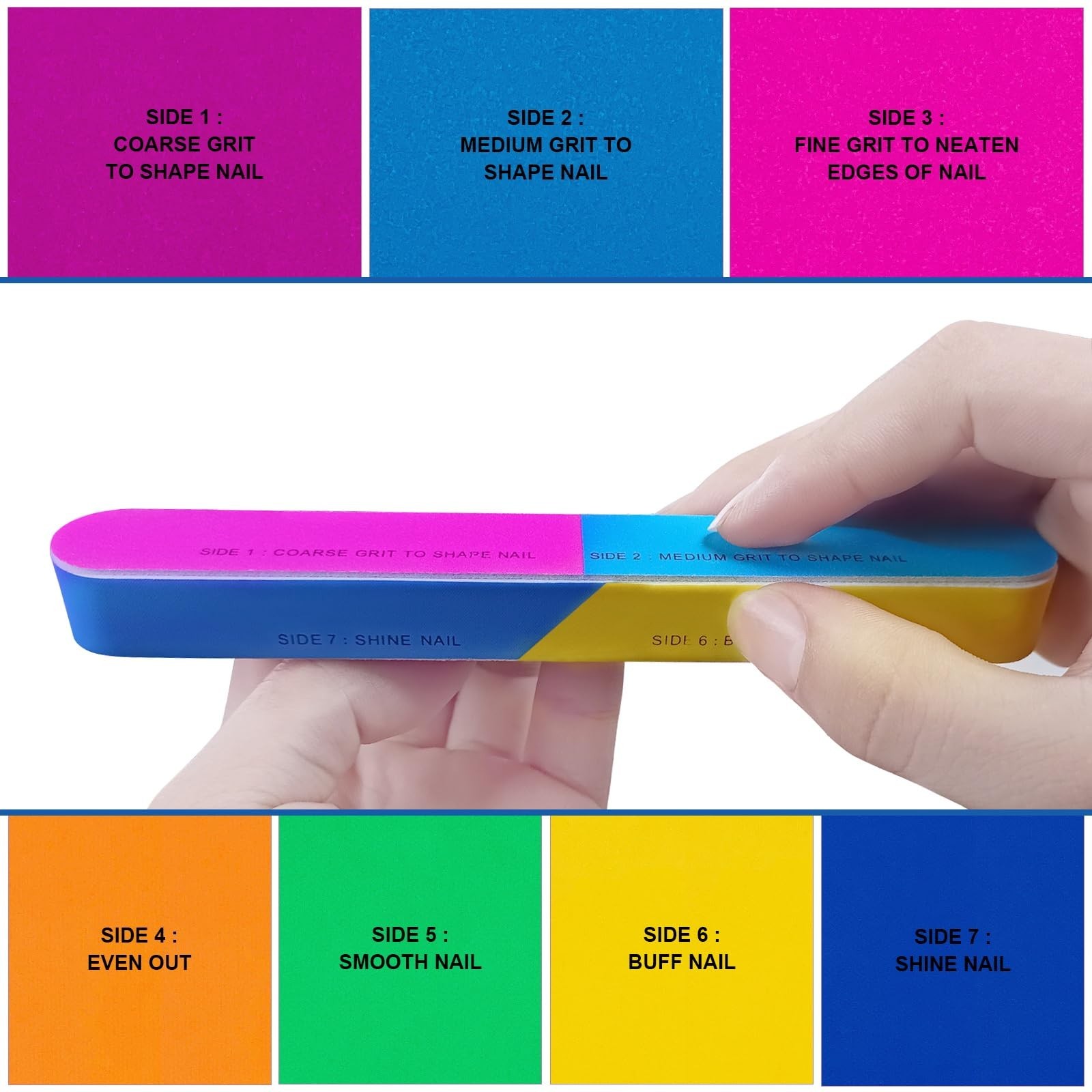 7 Way Nail Buffer (6 Pcs), Nail Buffers Blocks for Natural Nails Shine Smooth…
