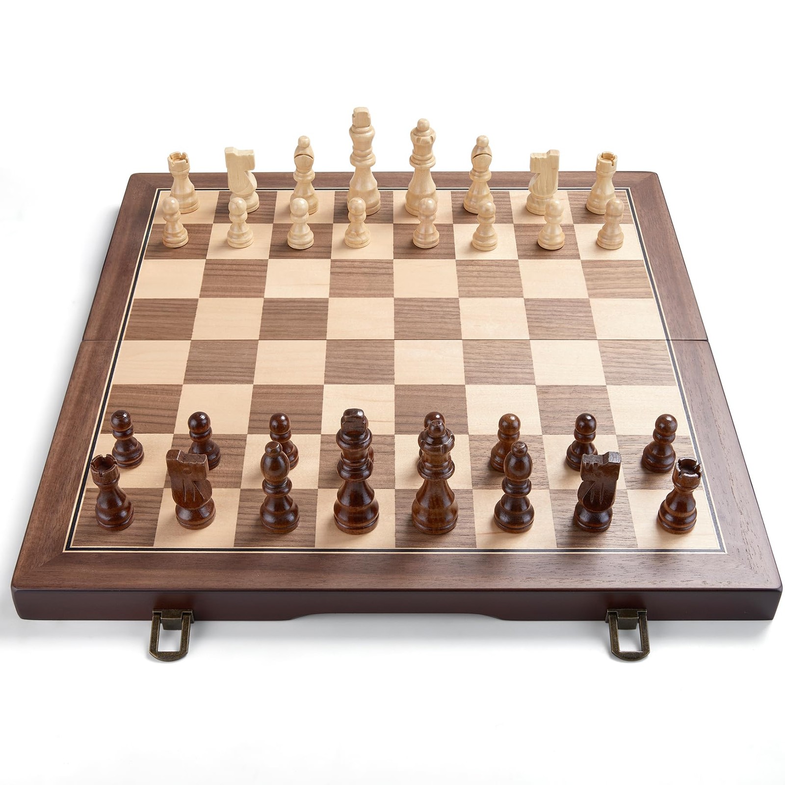 AMEROUS 15” Magnetic Wooden Chess Set for 15 x 15 x 1 inches, Walnut, Maple