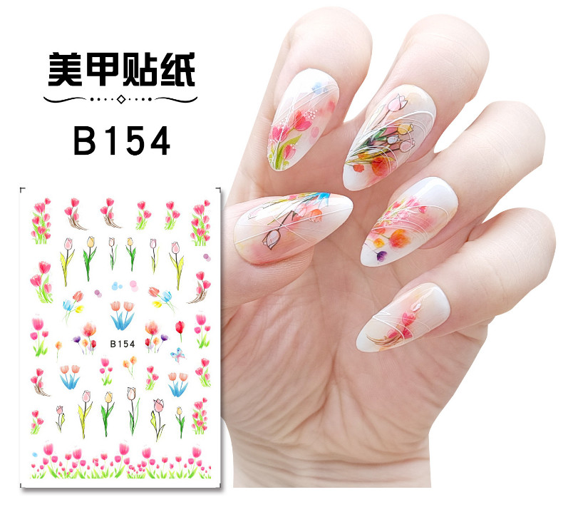 3D Nail Sticker Tulip Flower Nail Art Decals Floral Design Decorations 6Pcs NS41