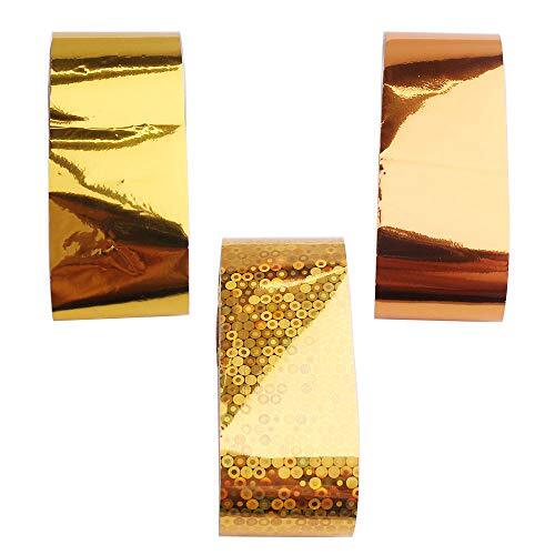 10 Rolls Gold Foil Nail Art Transfer Stickers Tips Laser Adhesive Nail Wraps