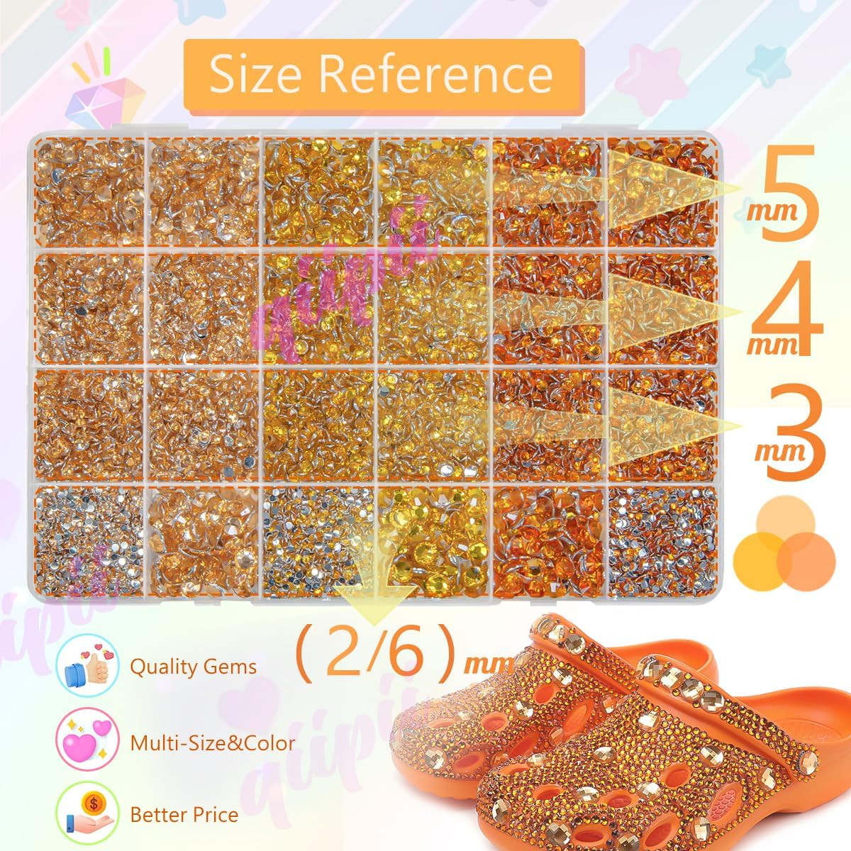 2Mm-6Mm 3 Color Orange AB Series Jelly Resin Rhinestones W B7000 Jewelry Glue fo
