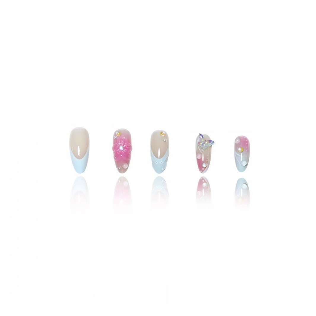 Pastel Blue Butterfly Nail Art Tips Ins Style Wholesale From Factory
