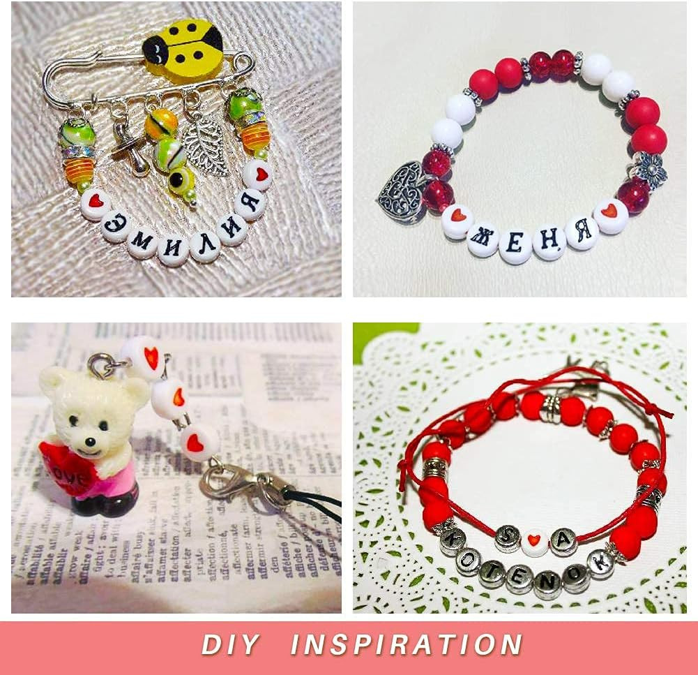 200Pcs White Acrylic Red Heart Beads Flat round Love Heart Disc Coin Pony Beads