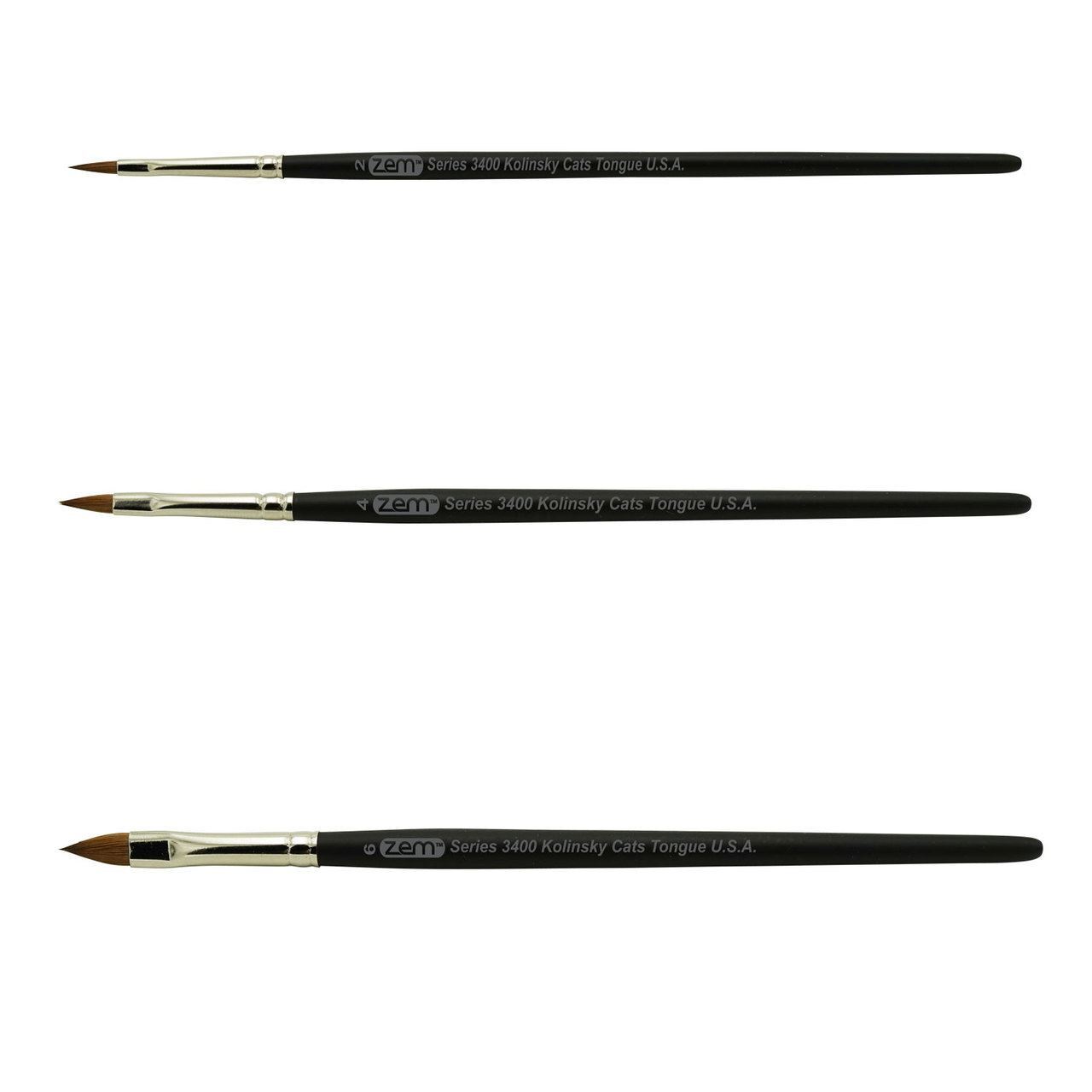 AS-81 Kolinsky Pure Sable Cat’s Tongue Brush Set 3 pcs