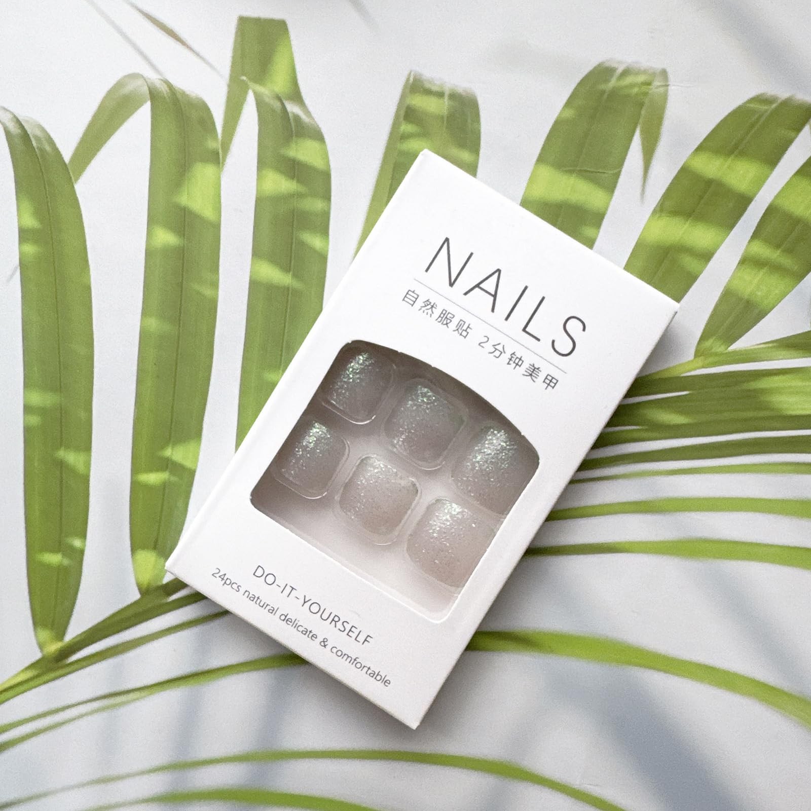 Silver Press on Toenails Short Square Fake 24 Fl Oz (Pack of 1), Multicolor