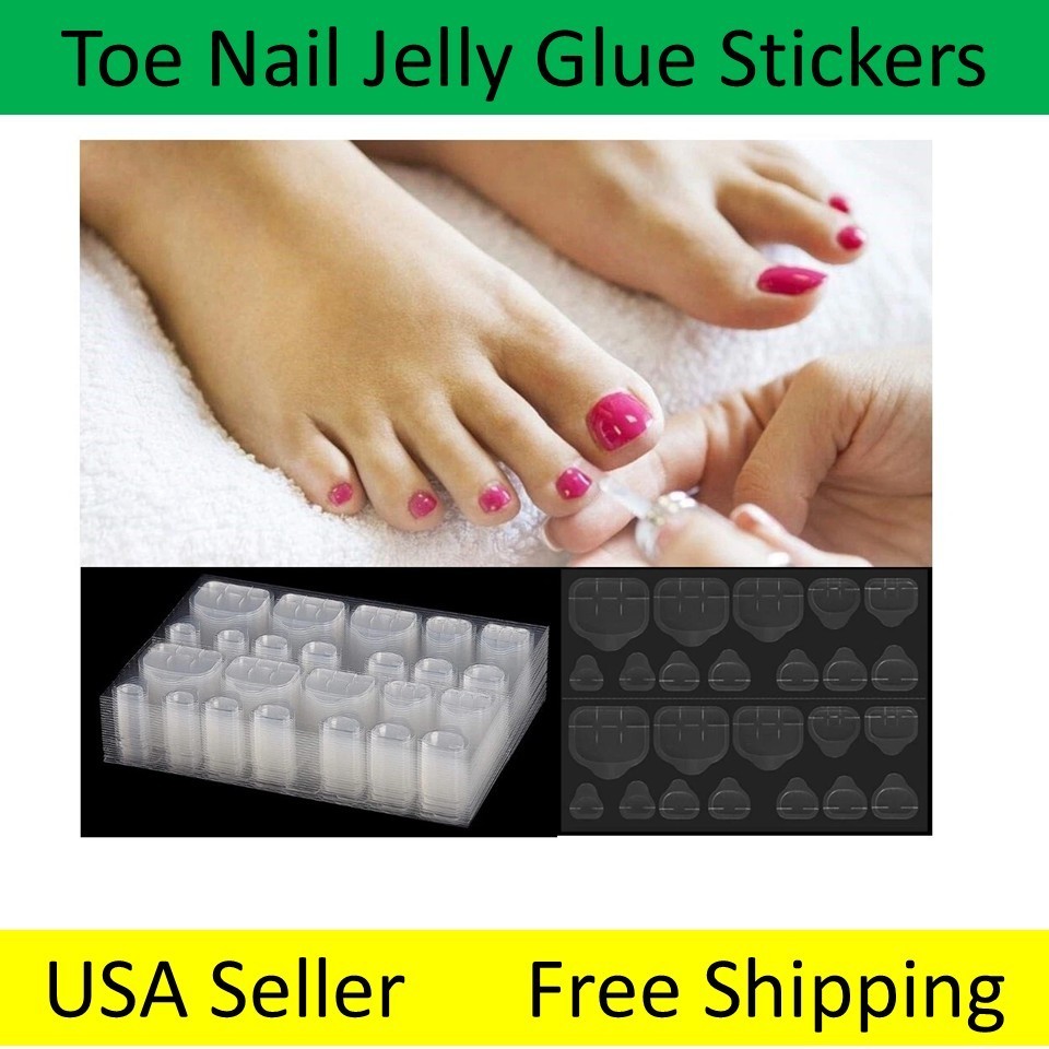 5 Sheets Toe Nail Jelly Glue Stickers Transparent Double Sided Artificial Gel