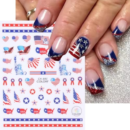 4th of July Nail Art Stickers Decals American Flag Patriotic style7