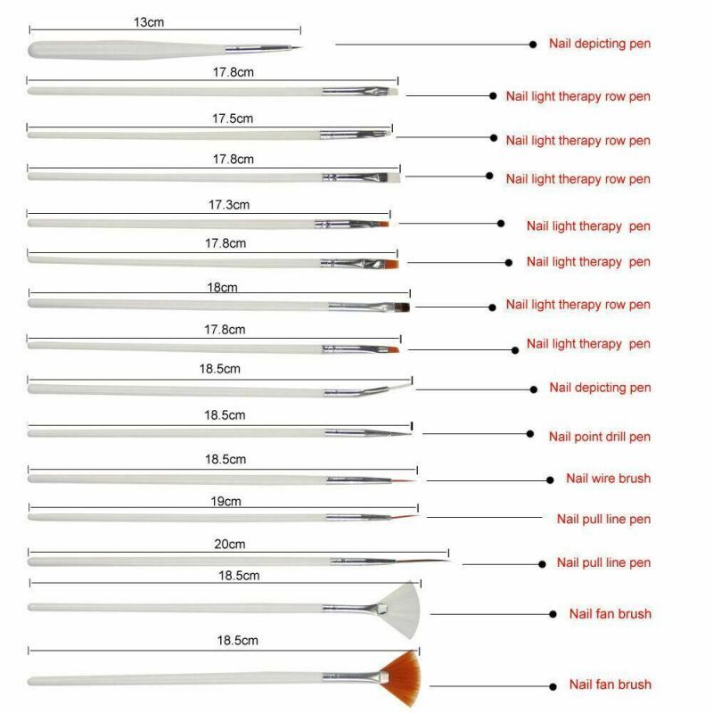 Brush Gel Nail Polish Art Set Dotting Painting Drawing Brushes Pen Tools 20pcs.