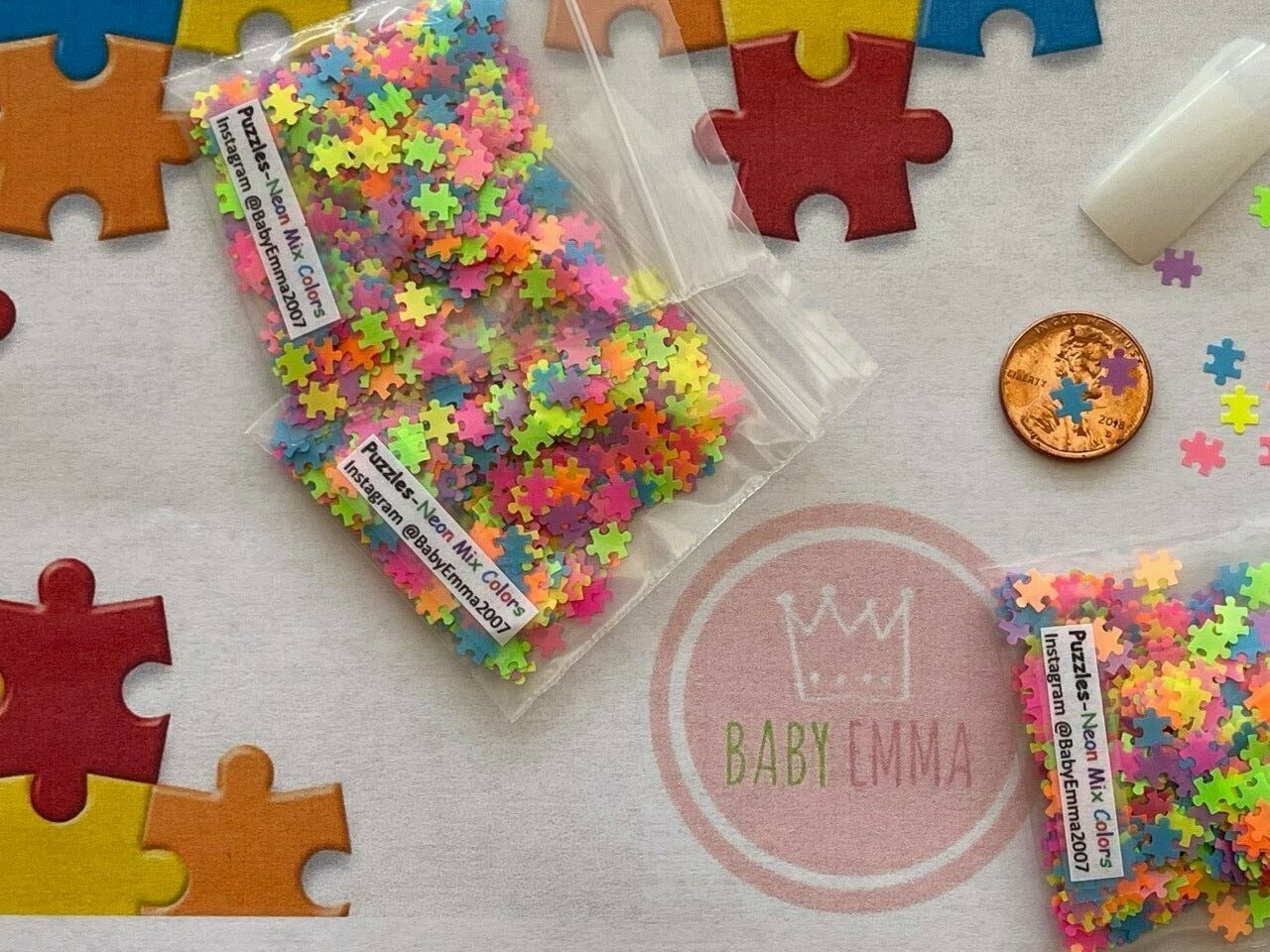 Solvent Resistant Puzzles Shaped (Neon Mixed) 5mm Glitter-Nail Art Acrylic Gel