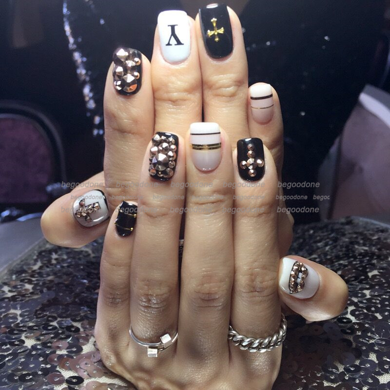 1440pcs Flat Back Gold Nail Art Decorations Crystal Glass Rhinestone SS3-SS20