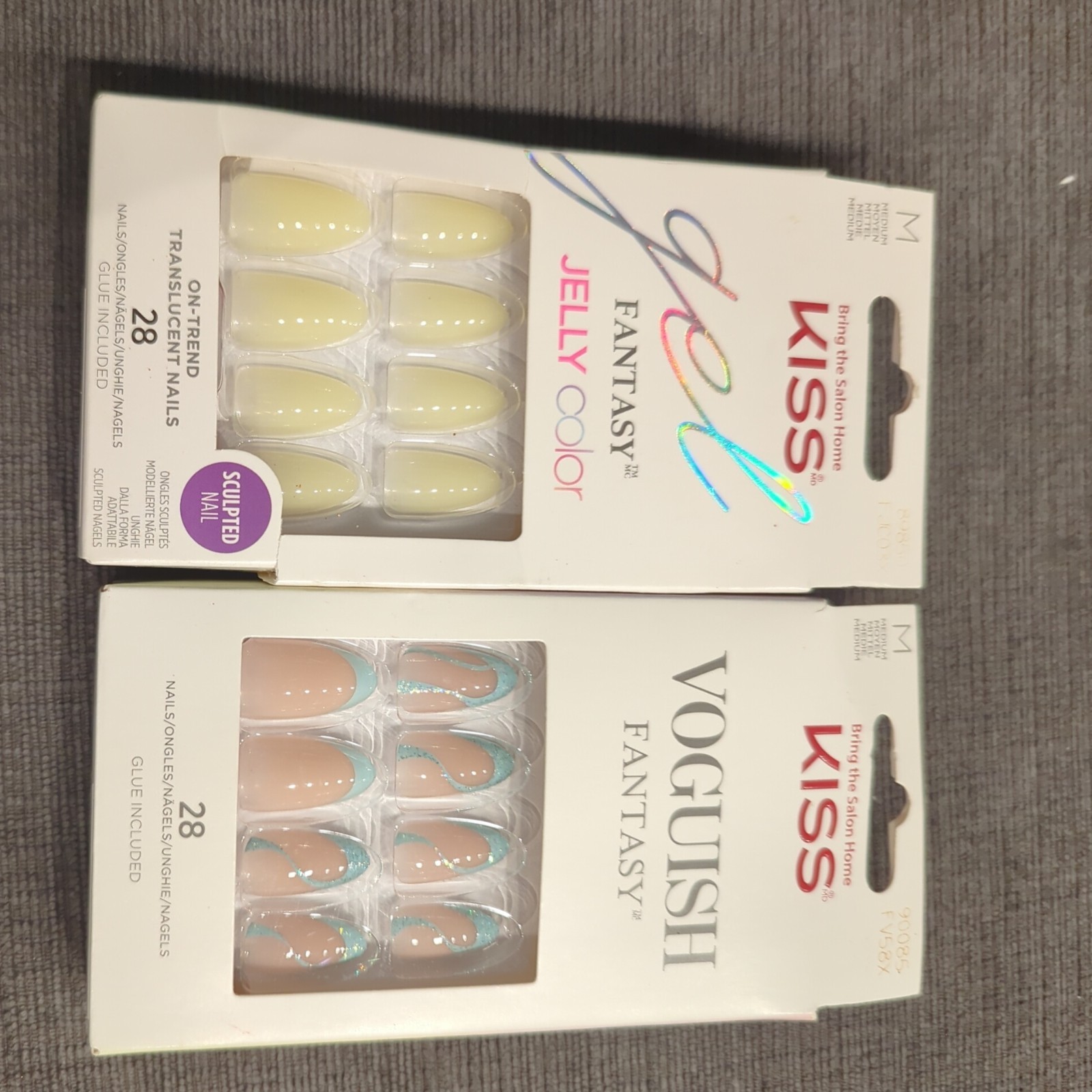 2 pc bundle- KISS Gel Fantasy Jelly Color Press-on Nails, & vougish fantasy