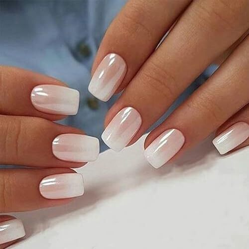 Ombre Square Press on Nails Short Fake Nails 1 Fl Oz (Pack of 24) Style 9