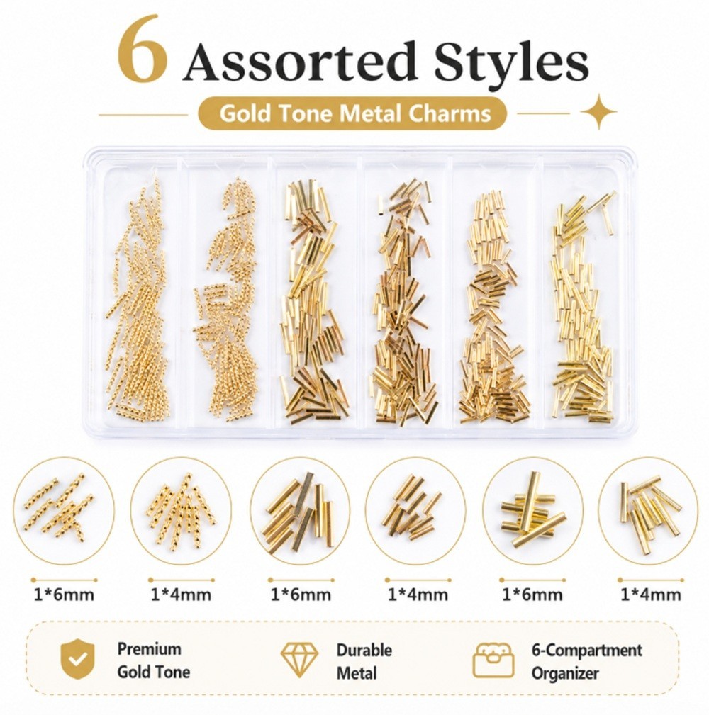 Gold 3D Nail Art Decorations – Ocean Rivets, Shell Rhinestones for Manicure Tips