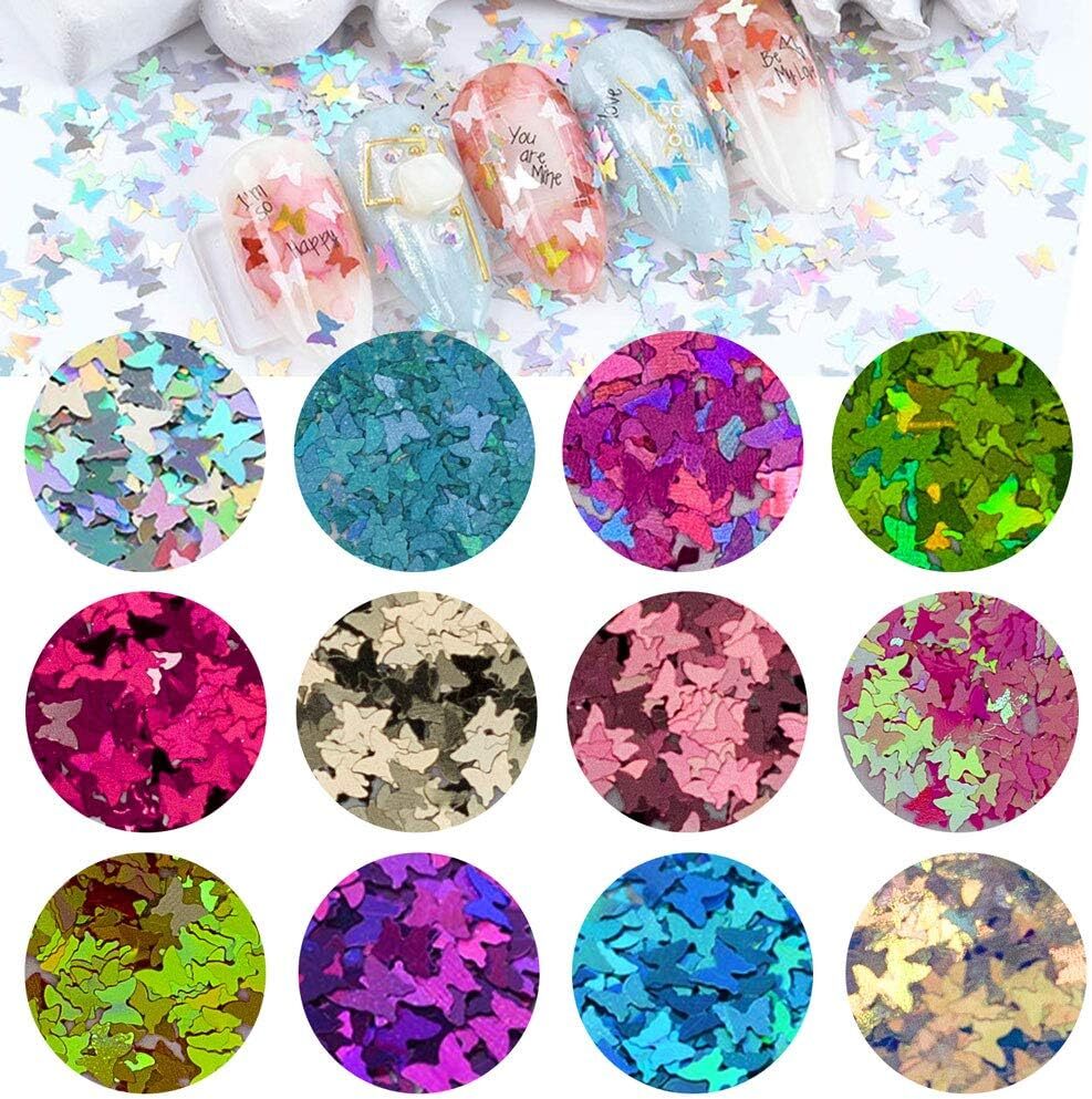 Decoracion Para Uñas Acrilicas Gel Brillo Natural De Mariposas 3D Foil 24 Color