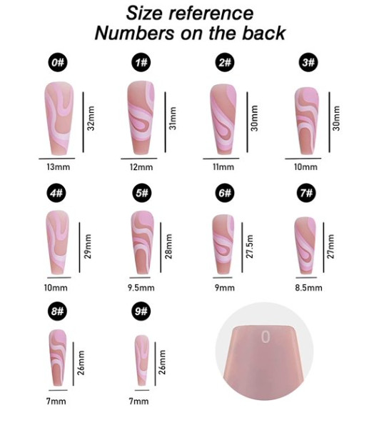New 24 Press On Nails Kit w glue Matte Swirl Nude pink lava design trendy mauve
