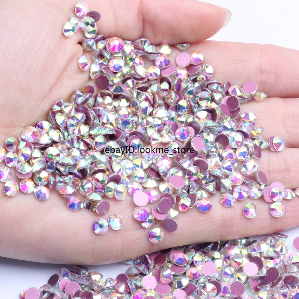 SS3-50 Crystal Clear & AB Flat Back Rhinestones Glass Beads Nail Art Craft Gems