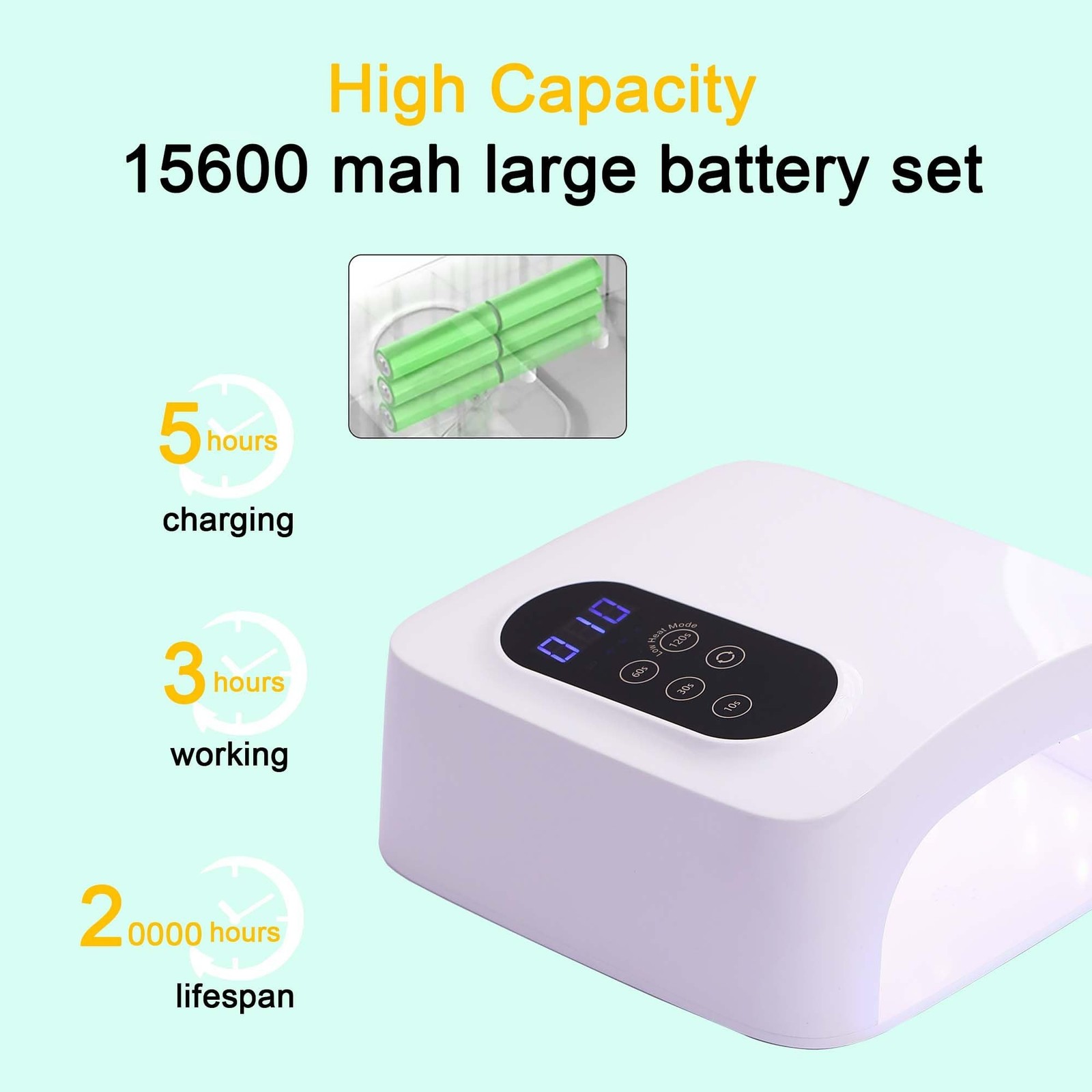 72W Cordless Led Nail Lamp, Rechargeable Nail Dryer, Portable Gel U… Fast Ship