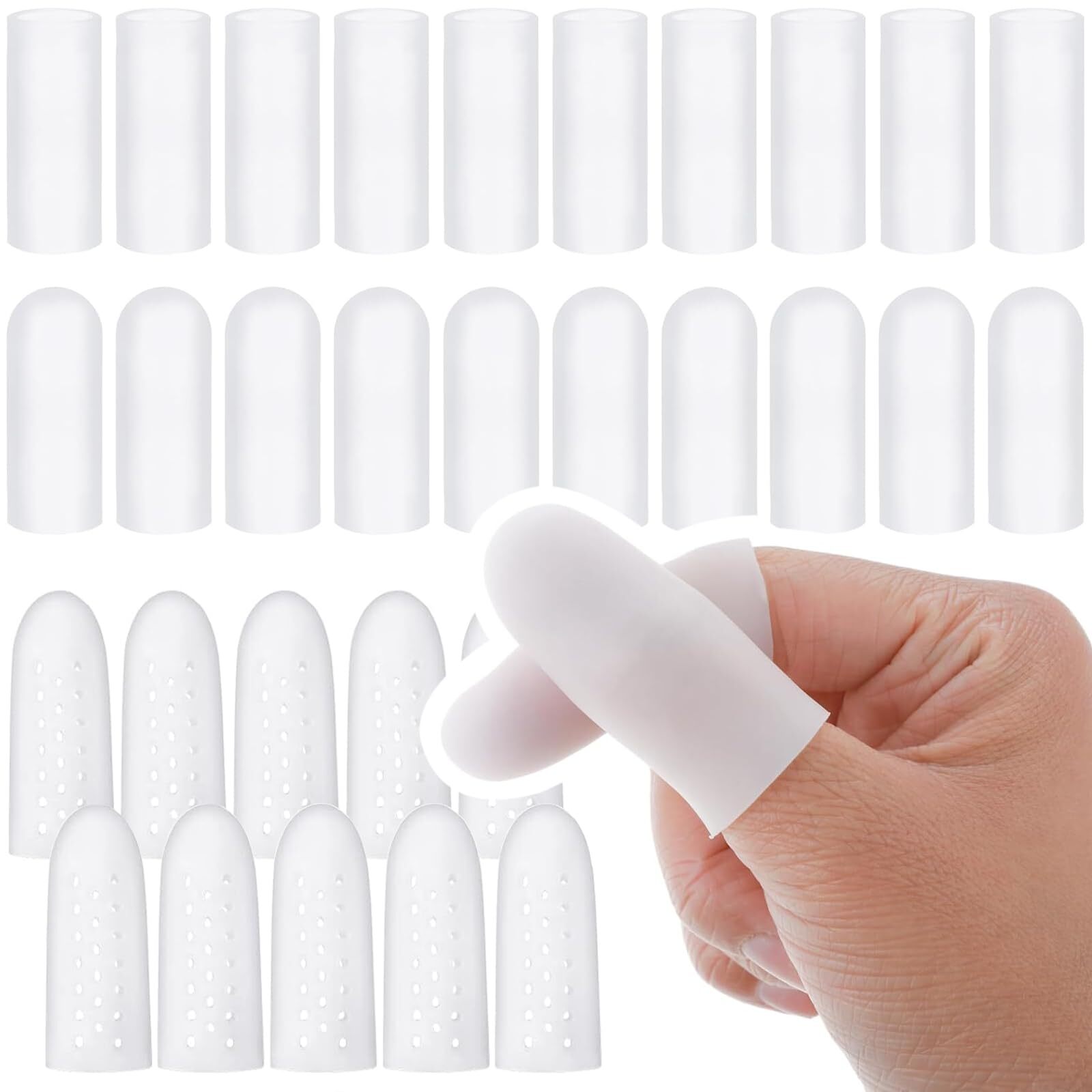 30Pcs Gel Finger Cots Silicone Finger Protectors Fingertip Bandages for Dry Skin