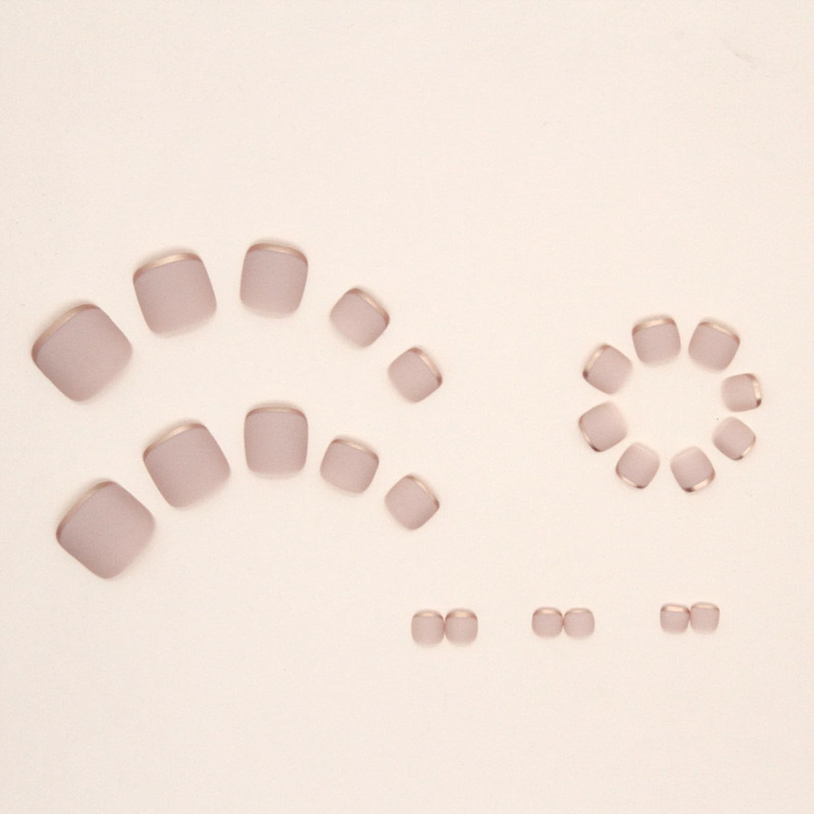 Nude Press on Toenails Short Square Fake Toe Nails Gold French Tip Style11