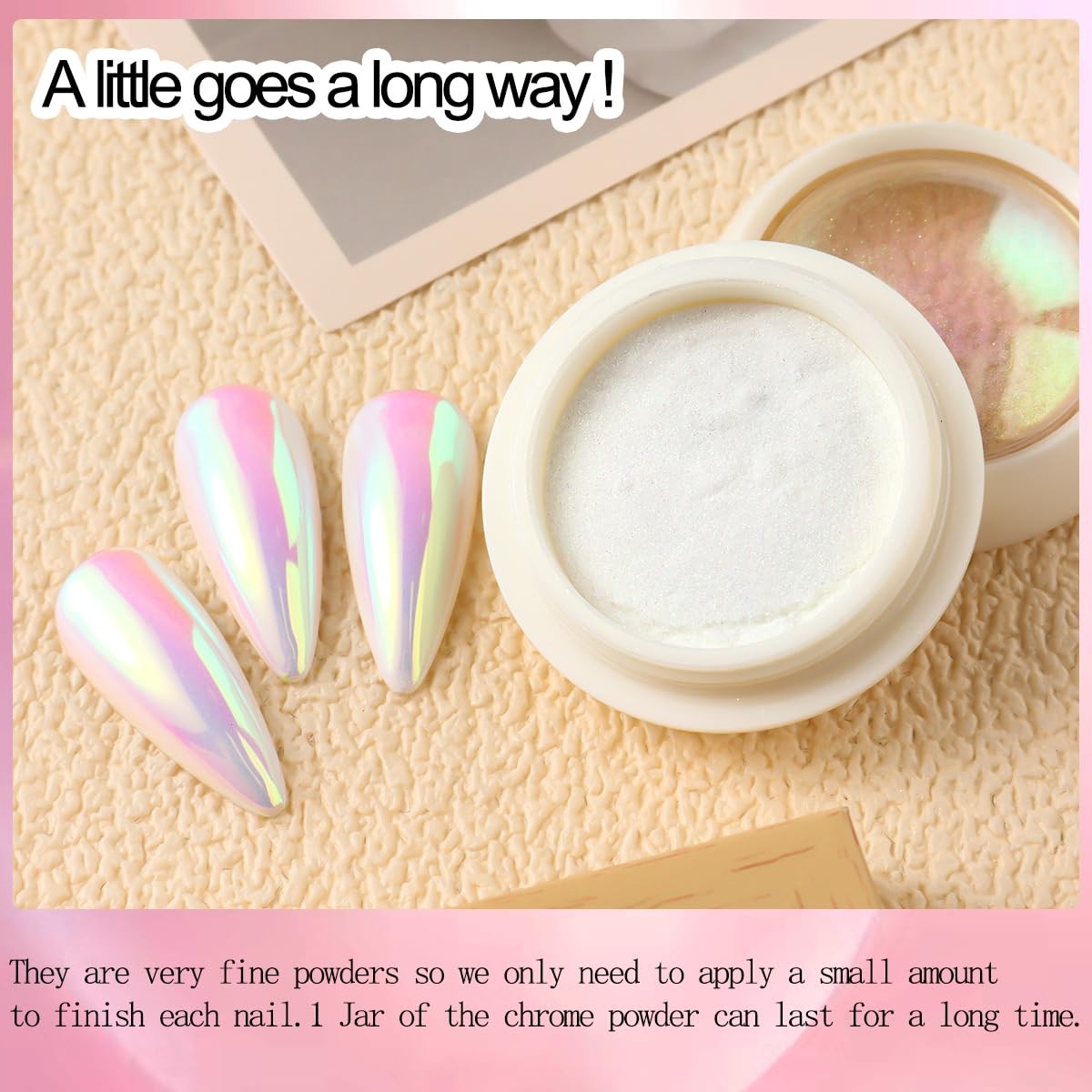 Holographic Mirror Gold Chrome Nail Powder for Gel Nails, Iridescent Aurora M…