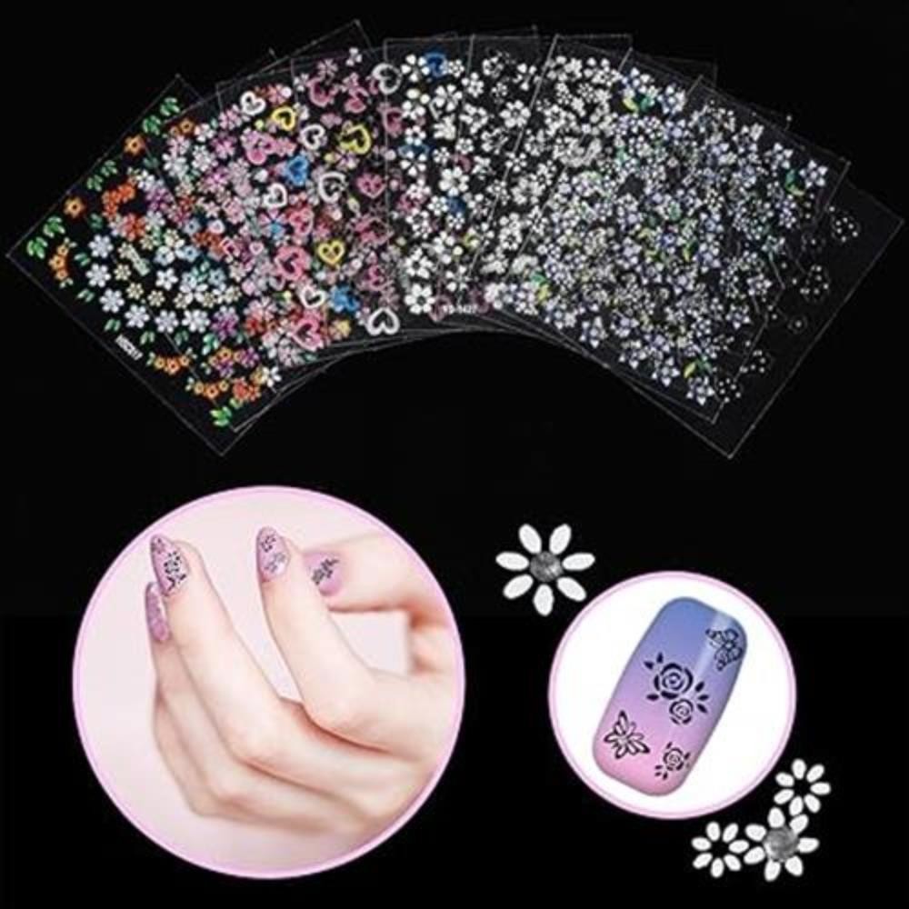 Blulu 5000 Pcs Flower Nail Stickers 100 Sheets 3D Self Adhesive Nail Stickers