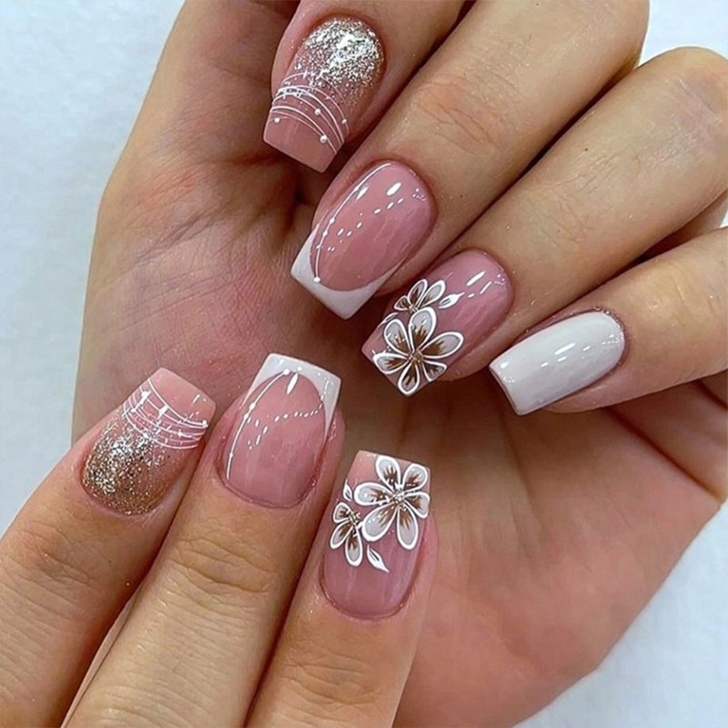 Reusable Winter Press On Nail Snowflake Design Quick Adhesive Not Needed Tool