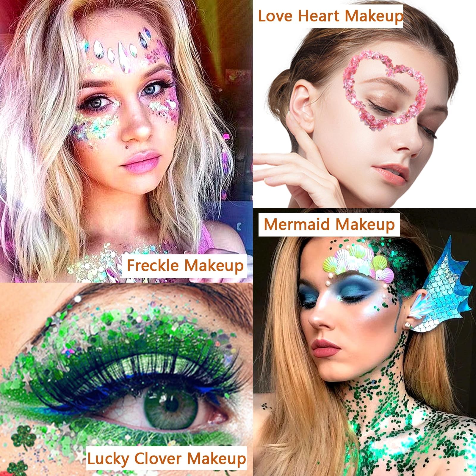 50ML Body Glitter Gel, Red Green Mardi Gras Chunky Glitter Gel for Face Hair …