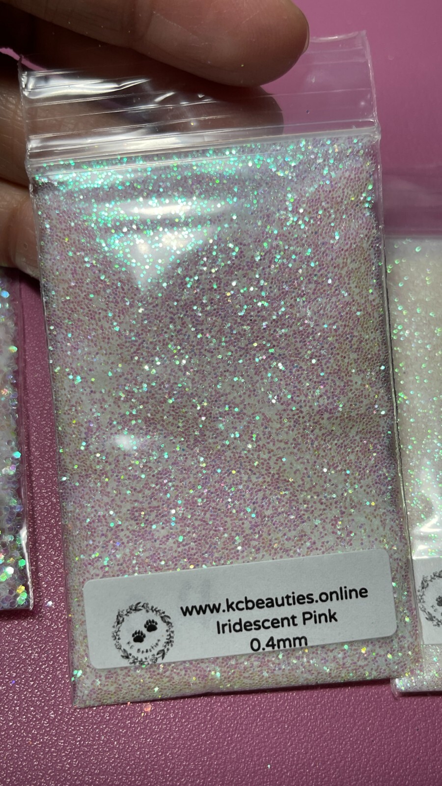Iridescent White Pink 0.4MM Fine Glitter for nail acrylic gel craft US Seller 5g