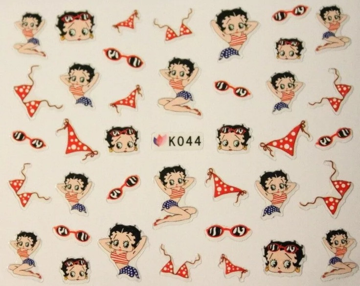 Betty Boop 3D Nail Art Sticker Decal USA Seller Free Fast Ship All SET 5 PCS