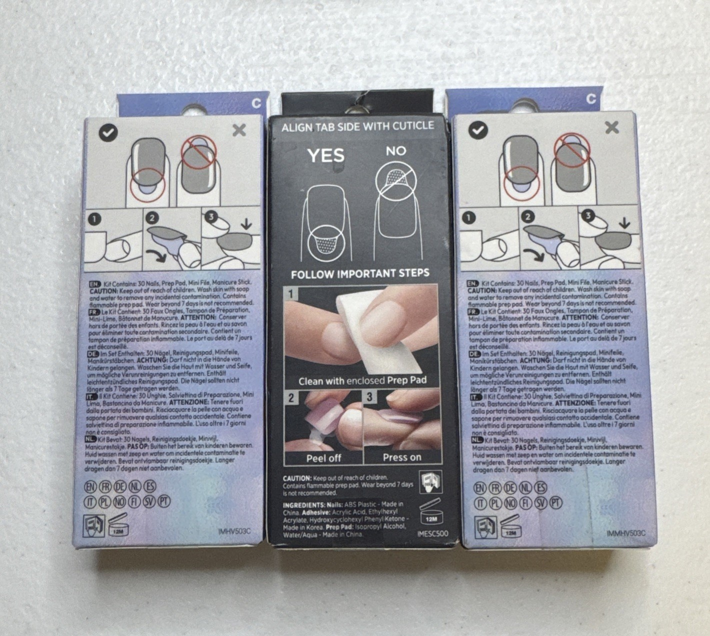 (3x) Kiss Peel & Press On Nails – Short/Medium – No Glue Mani