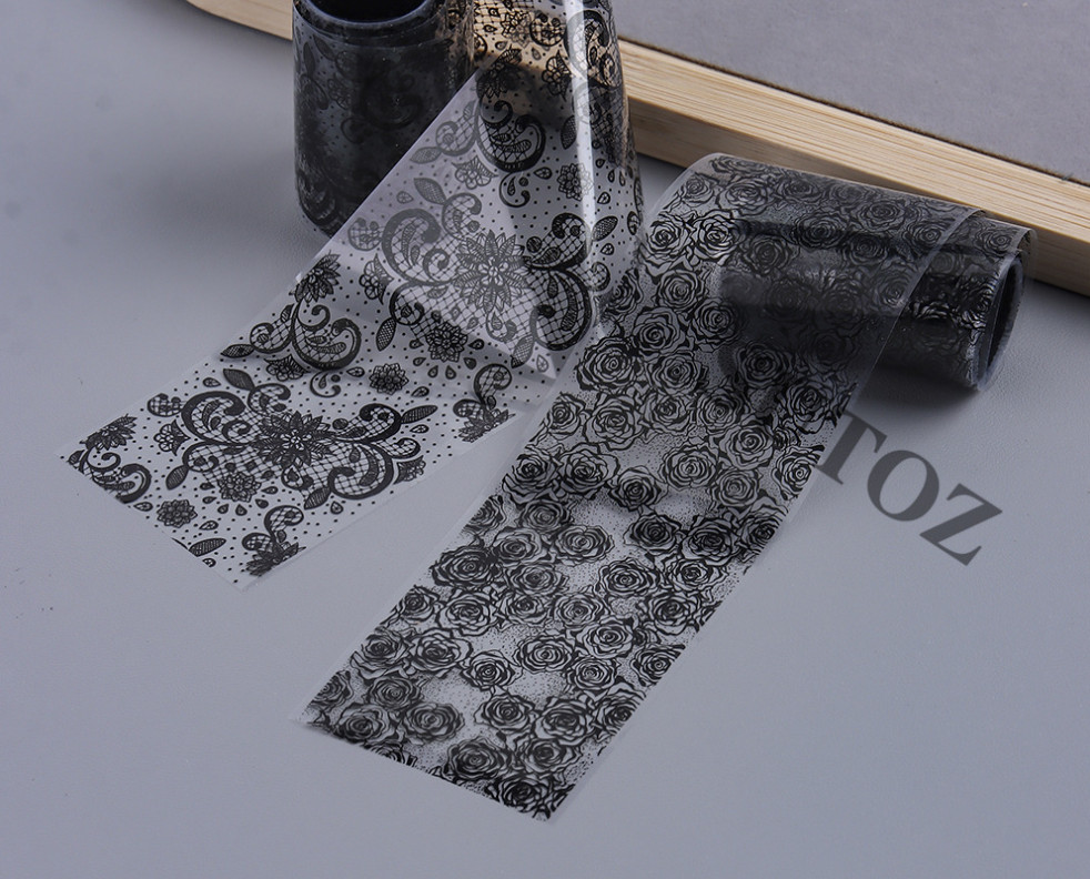 10Pcs Red Black White Flower Vine Lace Foils Nail Art Transfer Stickers SHK NH30