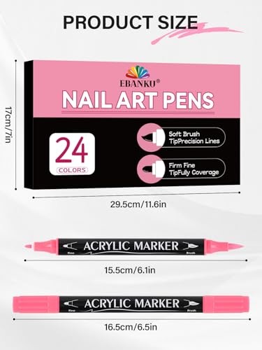 24 Colors Double-End Nail Art Pens for Painting Nails – Quick Dry