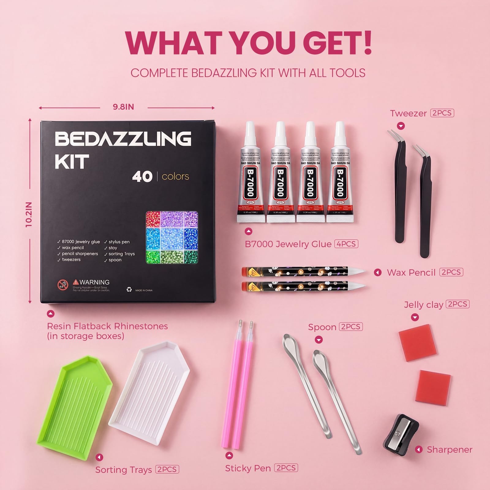 Bedazzling Kit 50000 Pcs 40 Colors, Rhinestones for Bedazzling Gems, 3mm Beda…