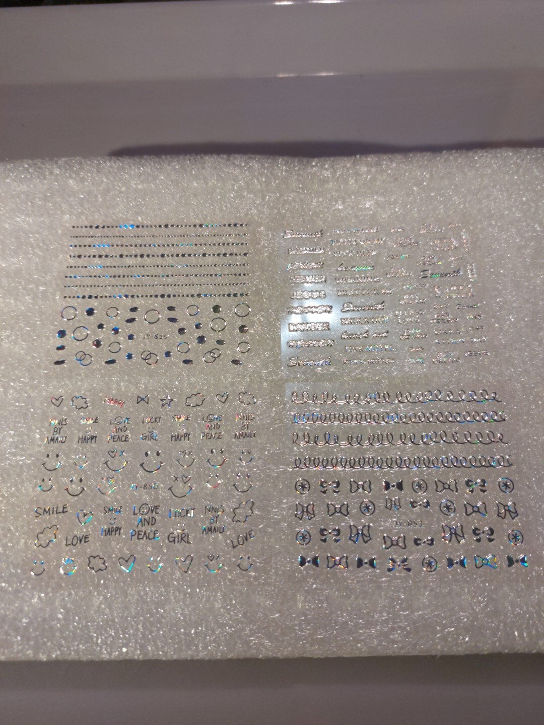 4 X Small Sheets Of Silver Nail Art Stickers (Dn302) New