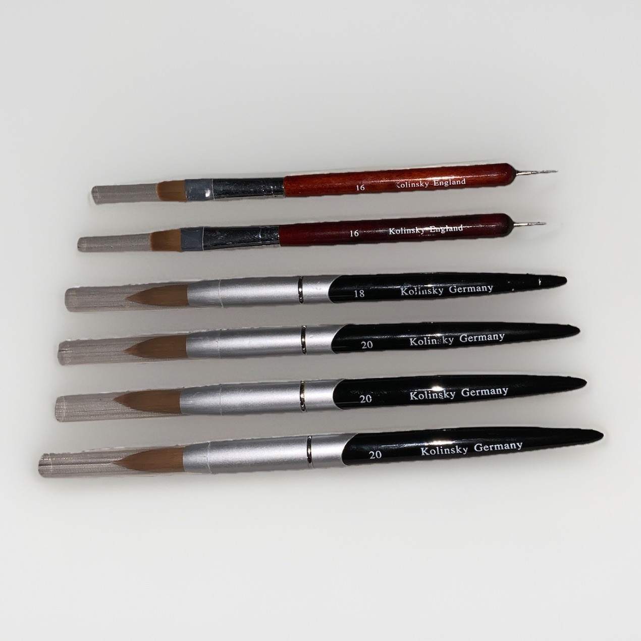 New Kolinsky Acrylic Nail Brush Lot Sizes 16 18 20 Sable Nail Art Set