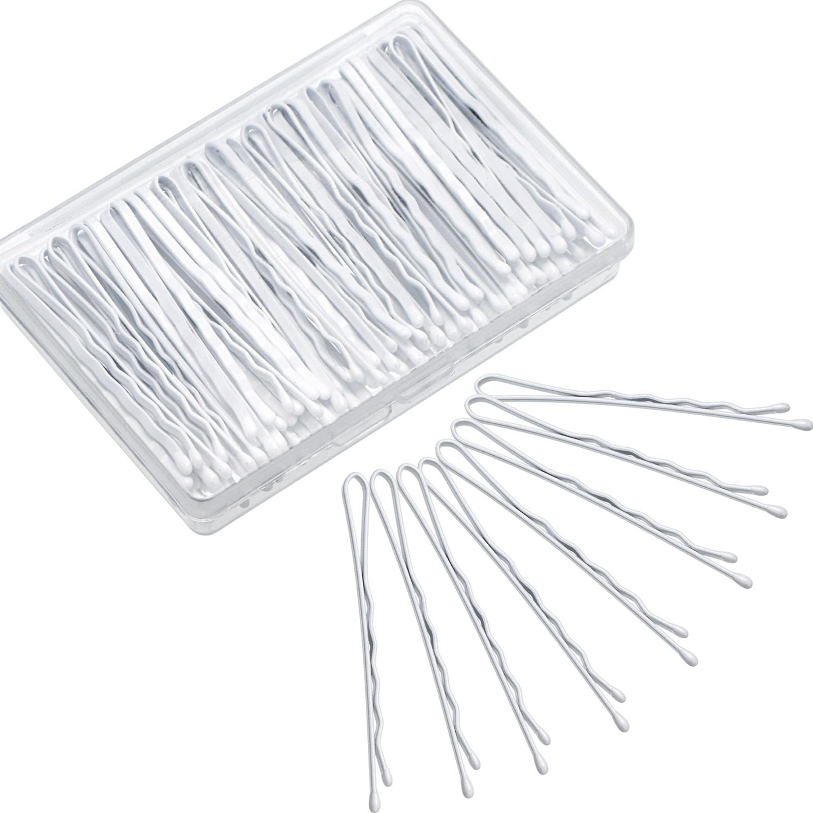 Hicarer 100 Pieces White Bobby Pins 2.2 Inch 100 Count (Pack of 1),
