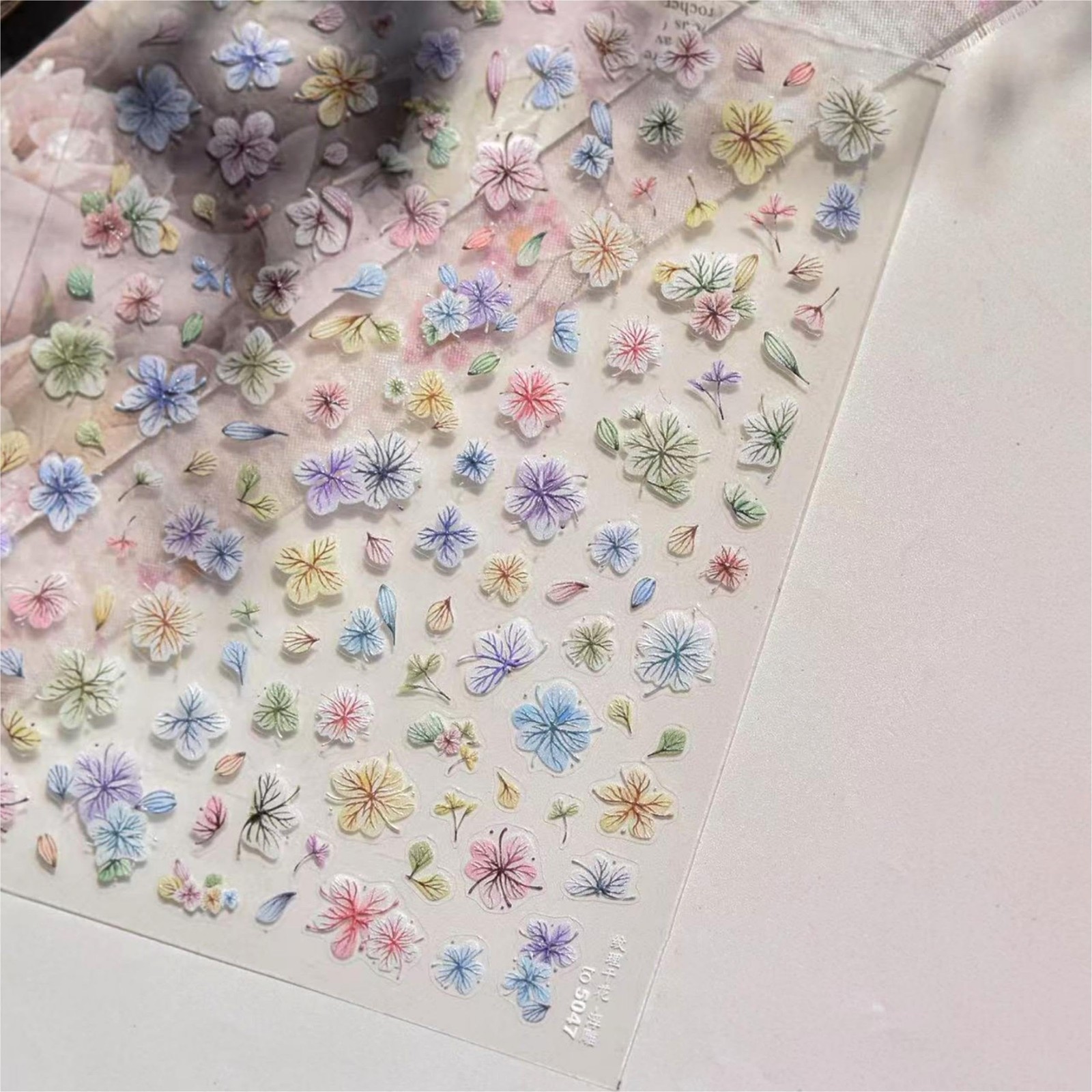 Dried Wildflowers Nail Stickers 5D Embossed Wildflower Nail Stickers Spring S…