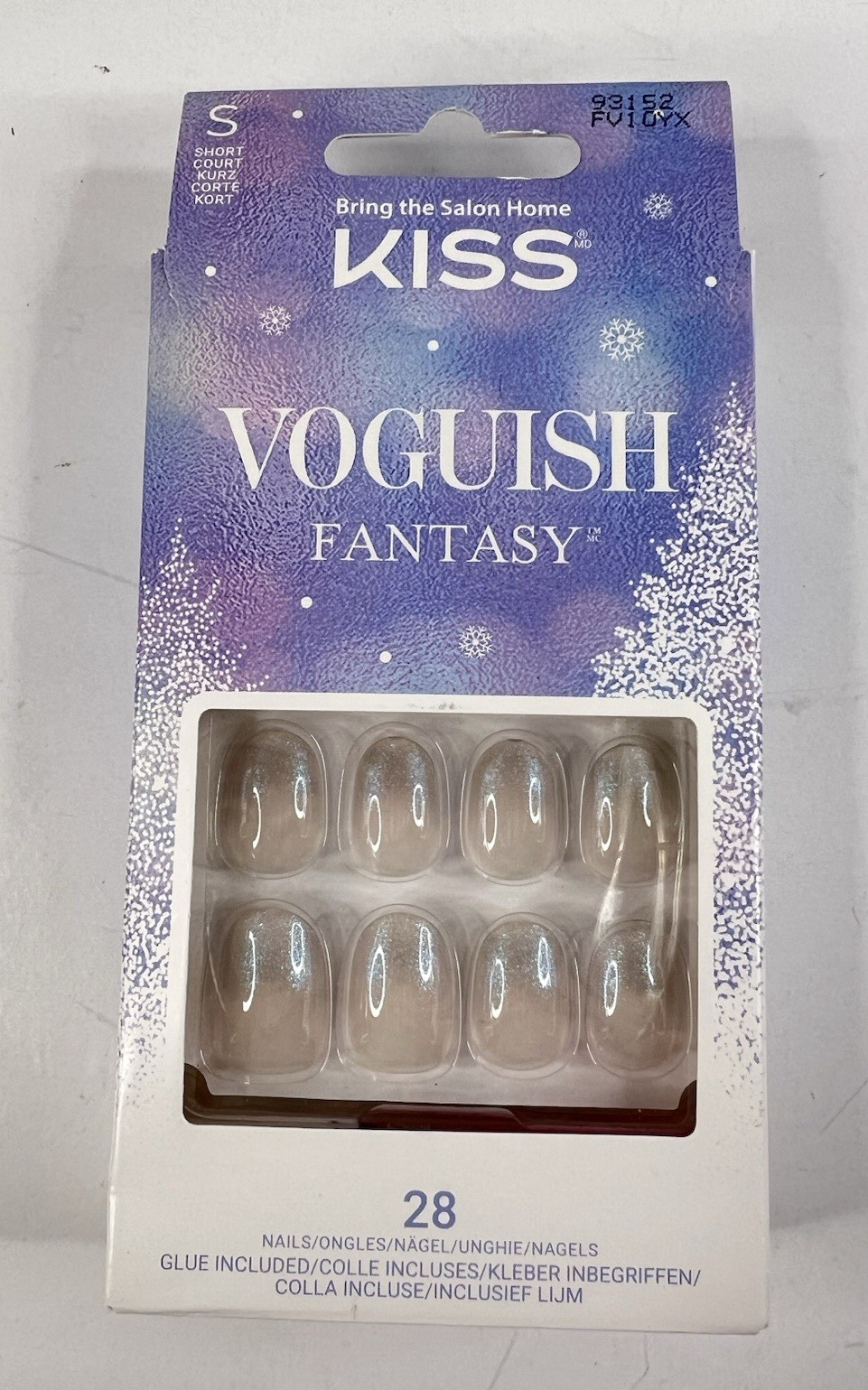 Kiss Voguish 28 Fantasy Gel Nails w/Glue Holiday Christmas 4 Packs Short Length