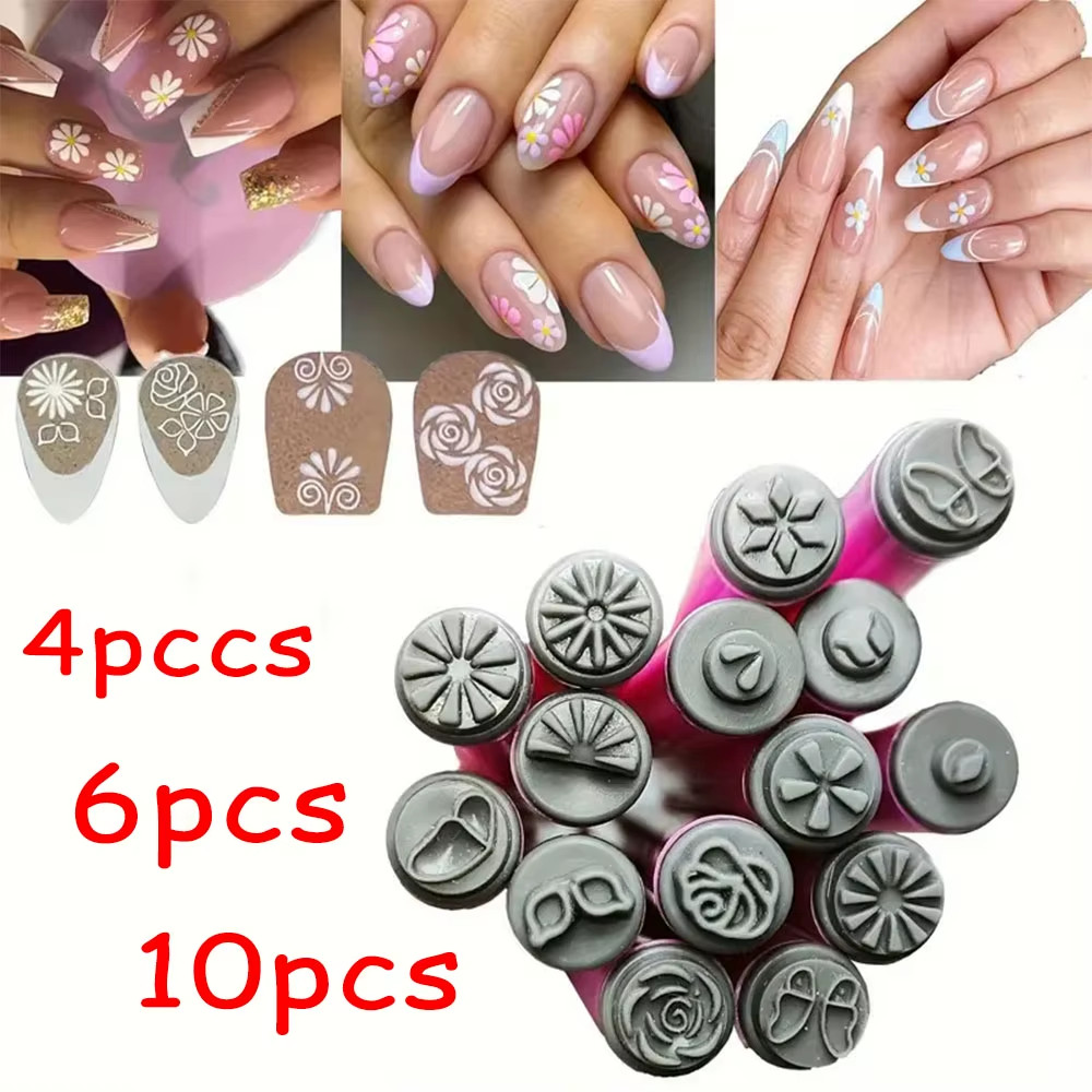 DIY Nail Art Stamp Pen 4 6 10Pcs Set Floral Butterfly Graffiti Dotting Draw Tool