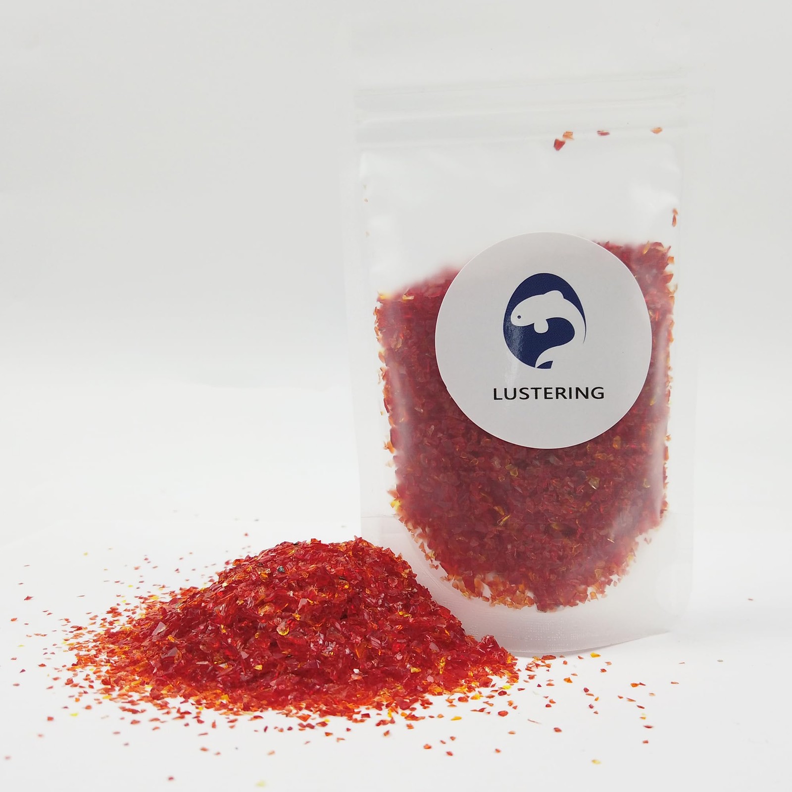 LUSTERING Red Crushed Glass Glitter 100g 1-3mm Epoxy Resin Nail Art