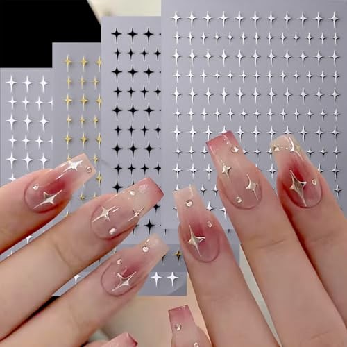 Star Nail Stickers for Nail Art 14 PCS 3D Shiny Adhesive Y2K 14 Styles Star
